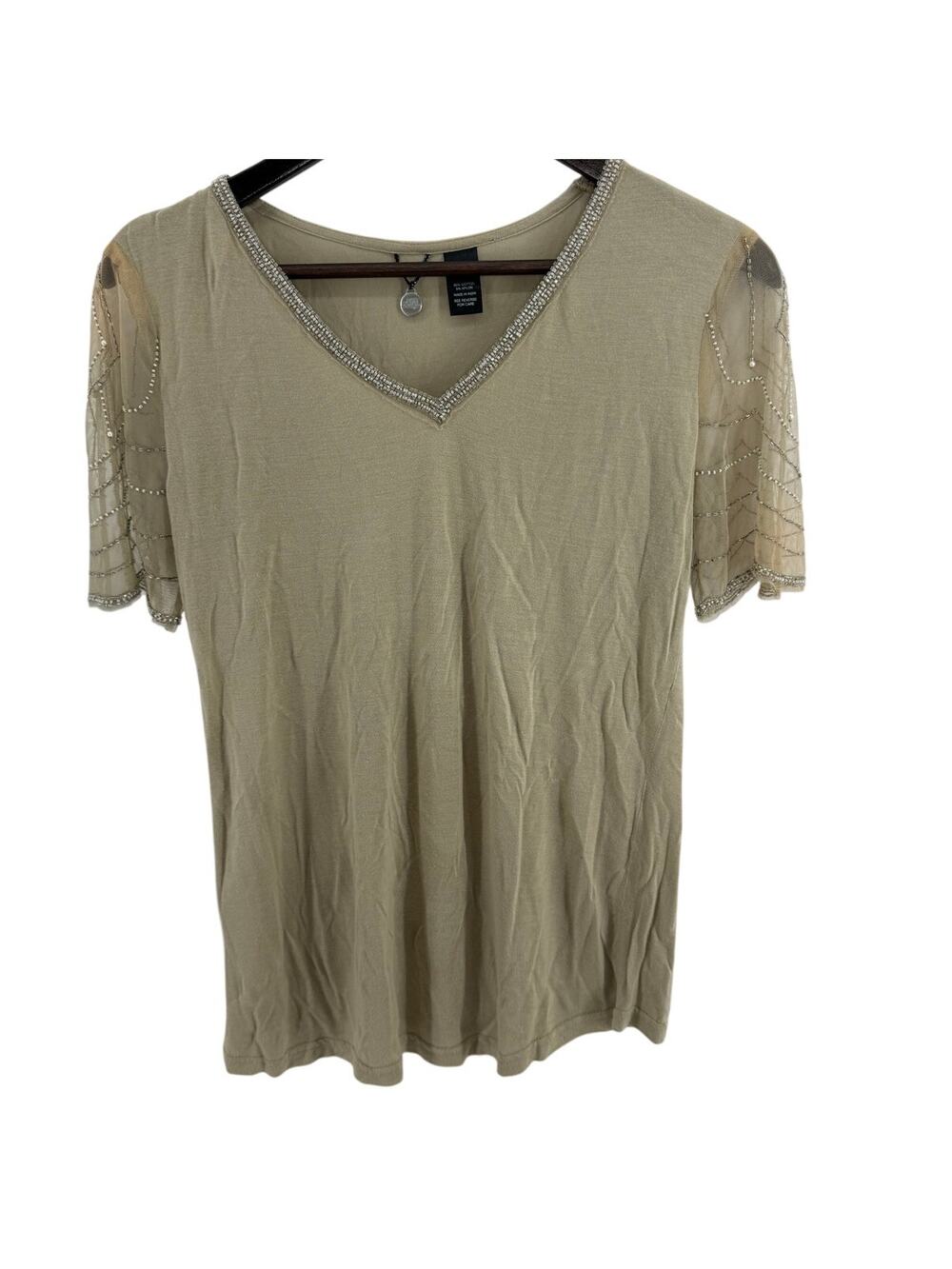 BKE Boutique Beaded Sleeve Top XS
